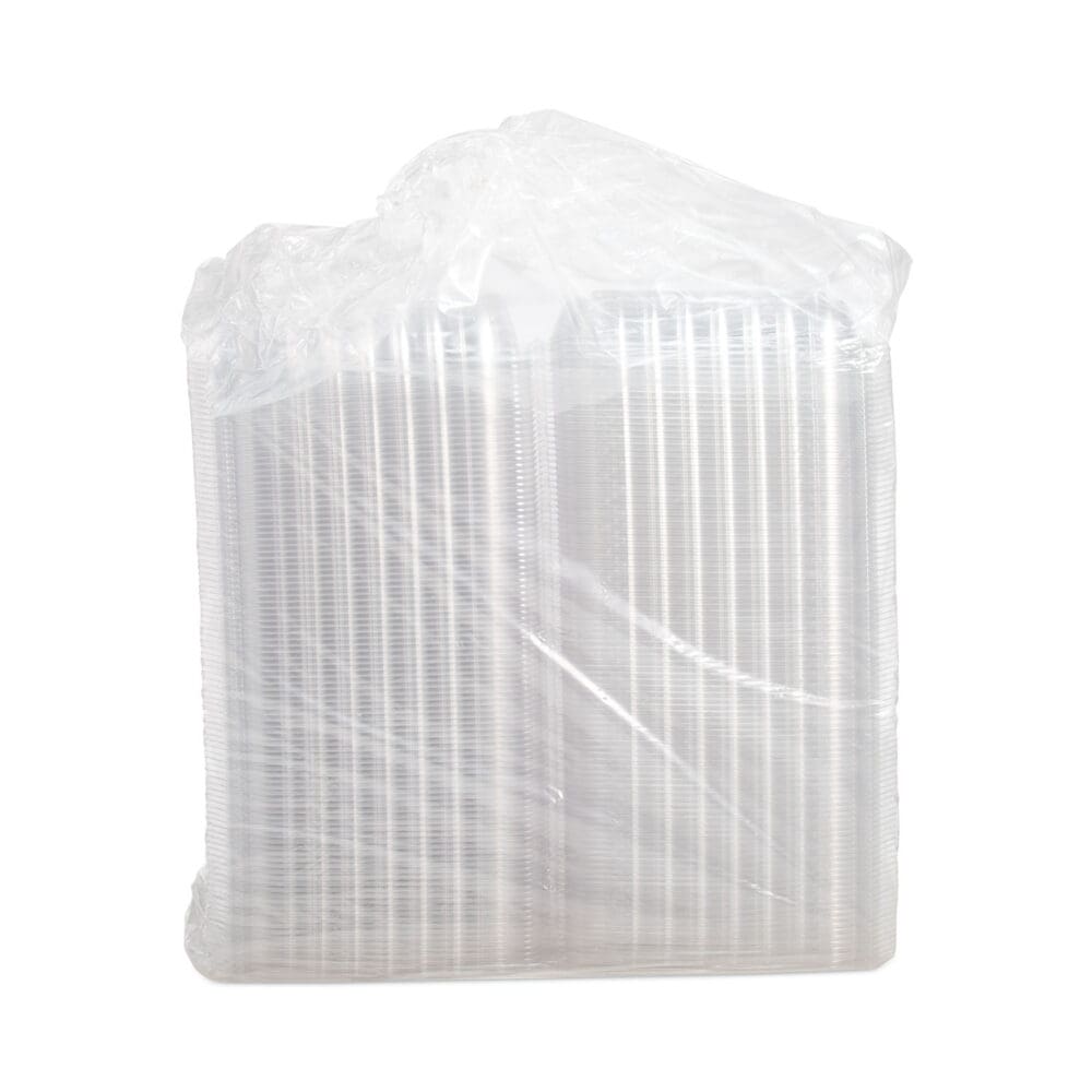 ClearSeal Hinged-Lid Plastic Containers, 9.3 x 8.8 x 3, Clear, Plastic, 100/Bag, 2 Bags/Carton - Image 3