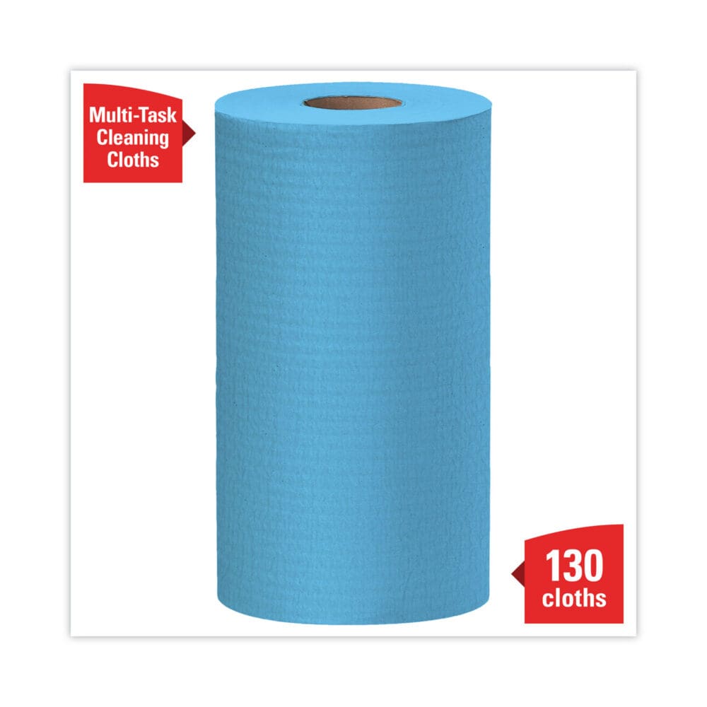 General Clean X60 Cloths, Small Roll, 9.8 x 13.4, Blue, 130/Roll, 12 Rolls/Carton - Image 3
