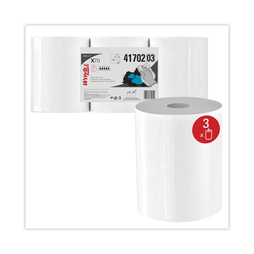 X70 Cloths, Center-Pull, 9.8 x 12.2, White, 275/Roll, 3 Rolls/Carton - Image 2