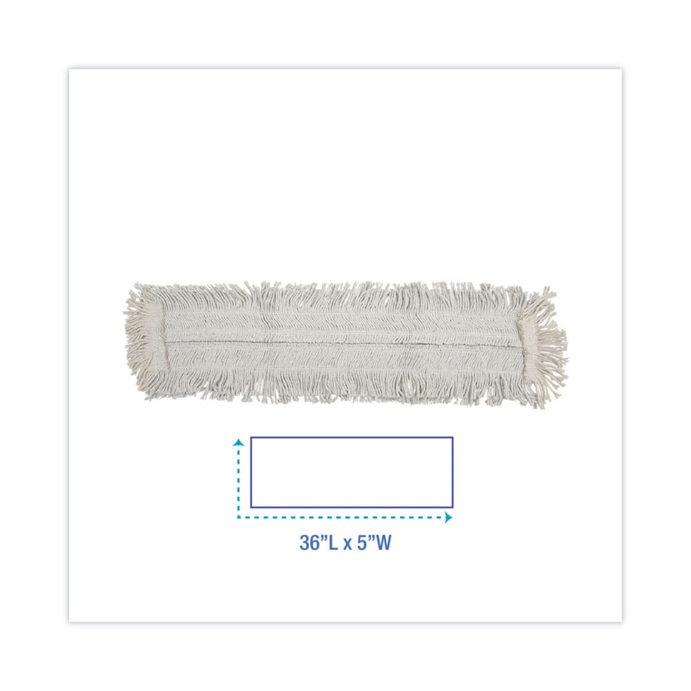 Disposable Dust Mop Head w/Sewn Center Fringe, Cotton/Synthetic, 36w x 5d, White - Image 6