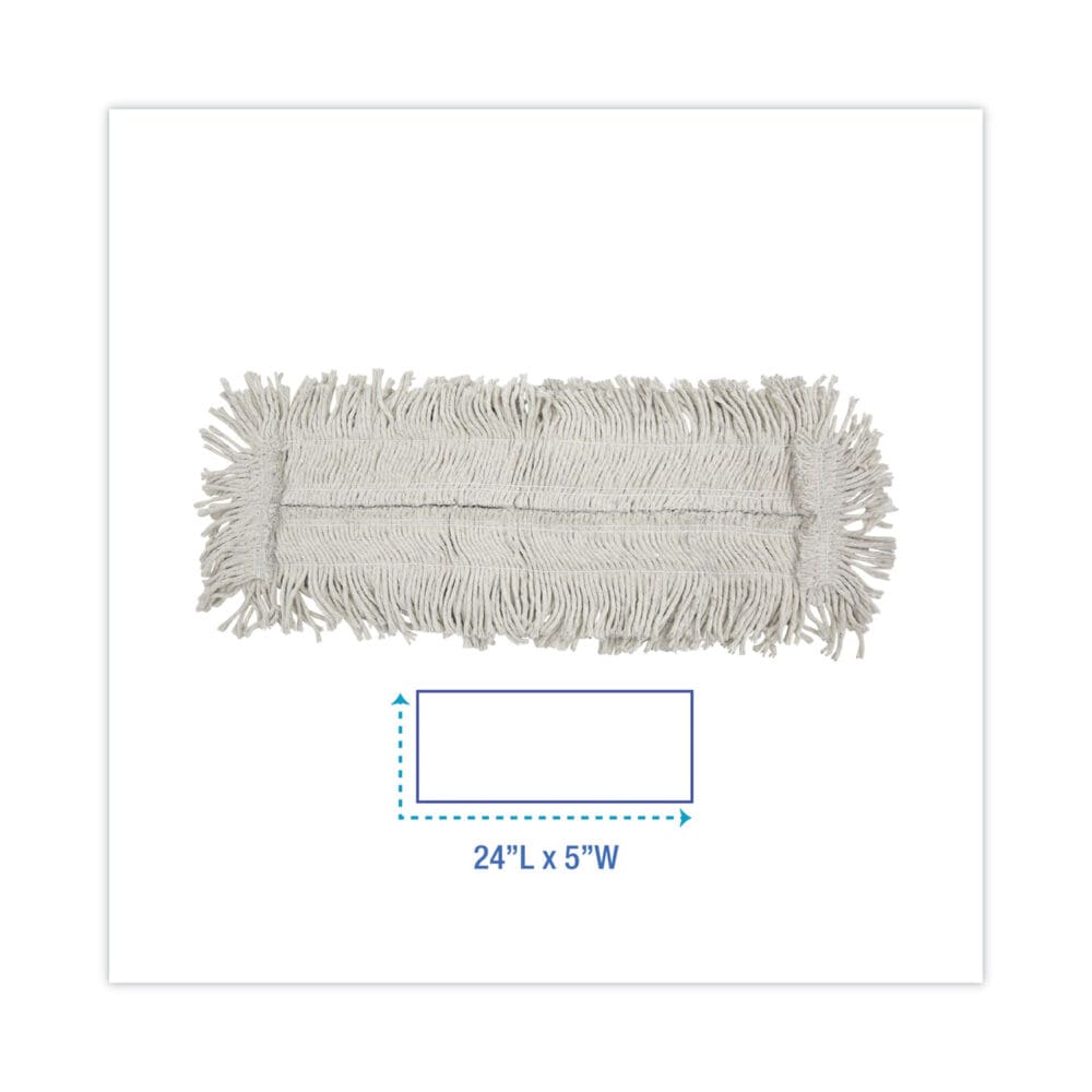 Disposable Cut End Dust Mop Head, Cotton/Synthetic, 24w x 5d, White - Image 6
