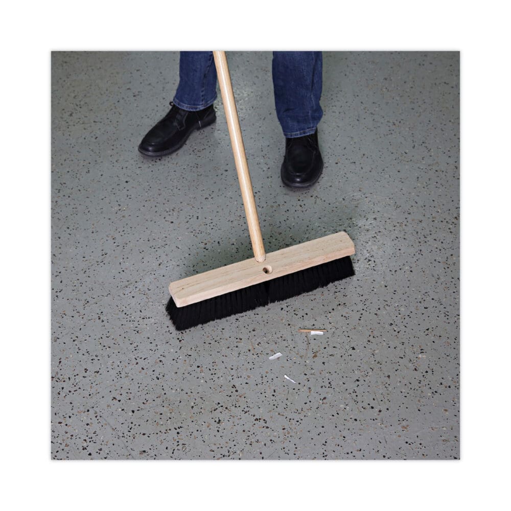 Floor Brush Head, 3" Black Medium Weight Polypropylene Bristles, 18" Brush - Image 4