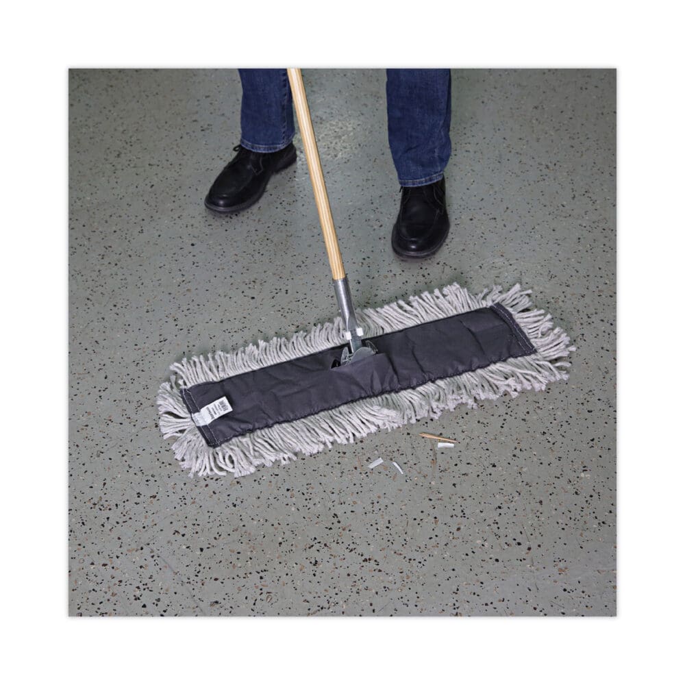 Disposable Cut End Dust Mop Head, Cotton/Synthetic, 24w x 5d, White - Image 4