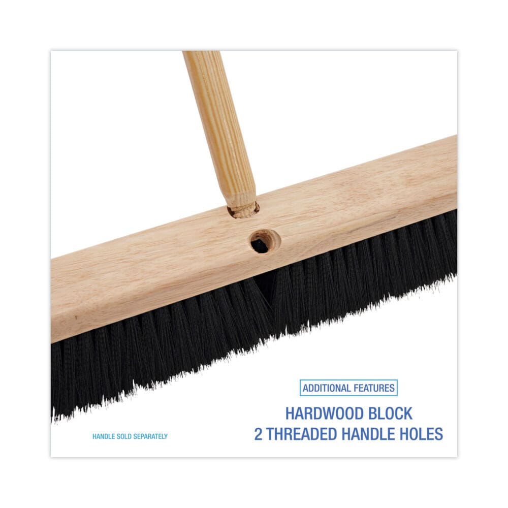 Floor Brush Head, 3" Black Polypropylene Bristles, 24" Brush - Image 2