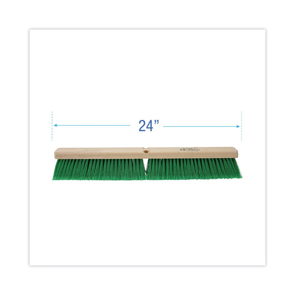 Floor Broom Head, 3" Green Flagged Recycled PET Plastic Bristles, 24" Brush - Image 5
