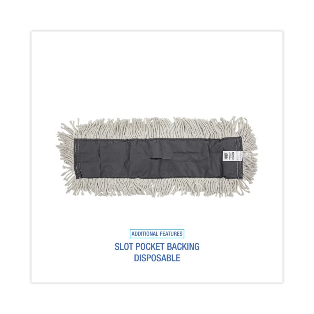 Disposable Cut End Dust Mop Head, Cotton/Synthetic, 24w x 5d, White - Image 2