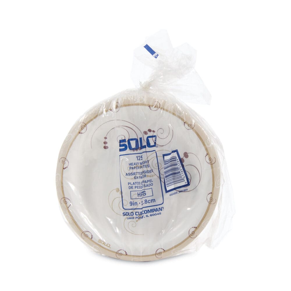 Symphony Paper Dinnerware, Heavyweight Plate, 9" dia, Tan, 125/Pack - Image 4
