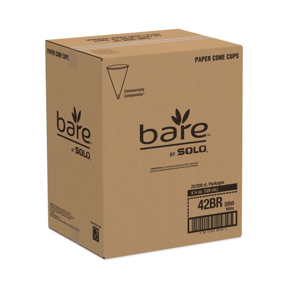 Bare Eco-Forward Treated Paper Cone Cups, ProPlanet Seal, 4.25 oz, White, 200/Bag, 25 Bags/Carton - Image 2
