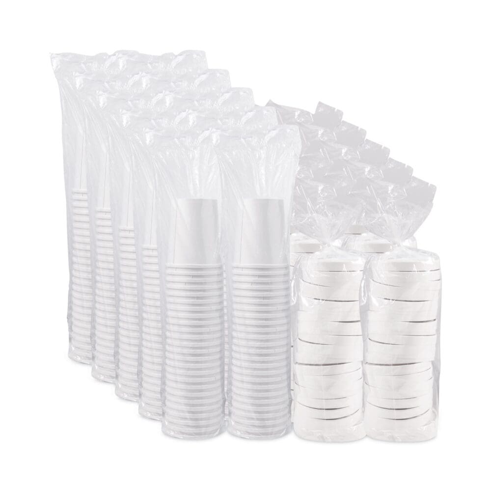 Flexstyle Double Poly Food Combo Packs, 32 oz, White, Paper, 25 Cups and 25 Lids/Pack, 10 Packs/Carton - Image 4