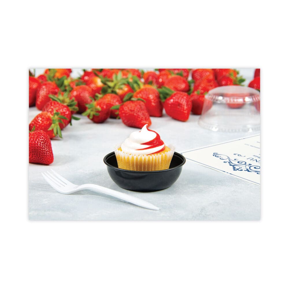 Polystyrene Portion Cups, 5.5 oz, Black, 250/Bag, 10 Bags/Carton - Image 5
