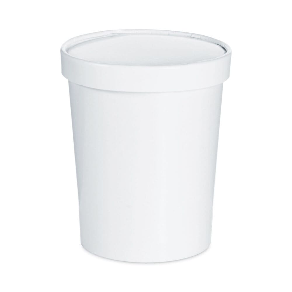 Flexstyle Double Poly Food Combo Packs, 32 oz, White, Paper, 25 Cups and 25 Lids/Pack, 10 Packs/Carton - Image 5