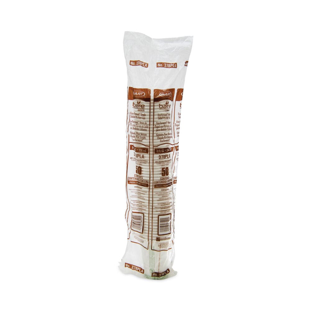 Bare Eco-Forward PLA Paper Hot Cups, 8 oz, Leaf Design, White/Green/Orange, 50/Bag, 20 Bags/Carton - Image 2