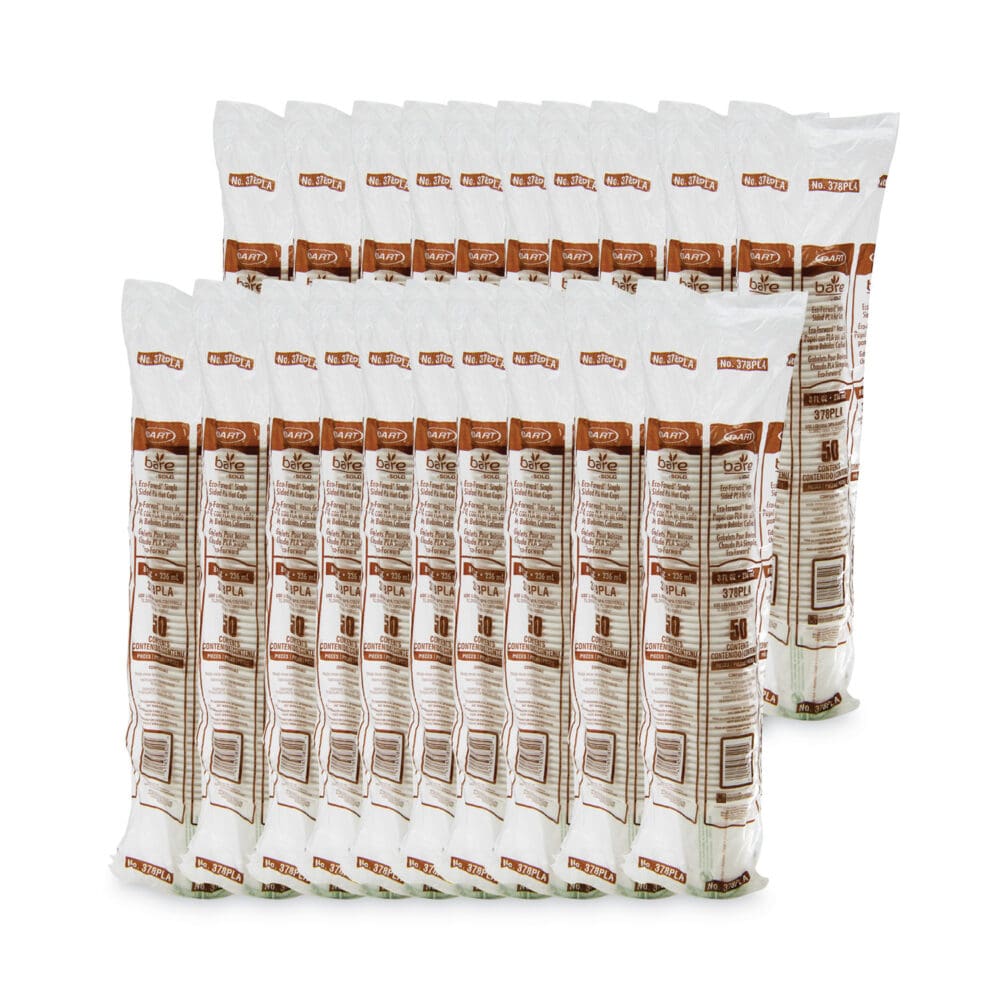 Bare Eco-Forward PLA Paper Hot Cups, 8 oz, Leaf Design, White/Green/Orange, 50/Bag, 20 Bags/Carton - Image 3