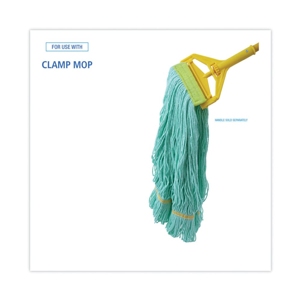 EcoMop Looped-End Mop Head, Recycled Fibers, Medium Size, Green, 12/Carton - Image 2