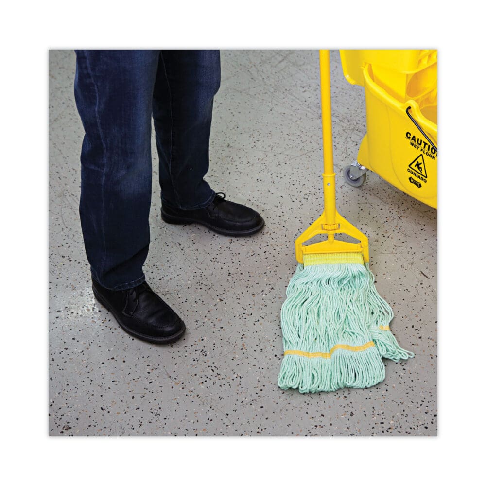 EcoMop Looped-End Mop Head, Recycled Fibers, Medium Size, Green, 12/Carton - Image 4