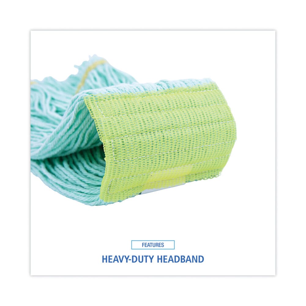 EcoMop Looped-End Mop Head, Recycled Fibers, Medium Size, Green, 12/Carton - Image 5