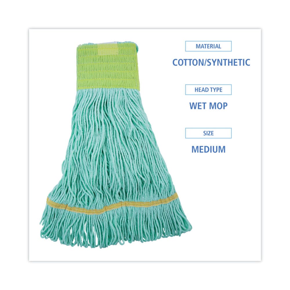 EcoMop Looped-End Mop Head, Recycled Fibers, Medium Size, Green - Image 7