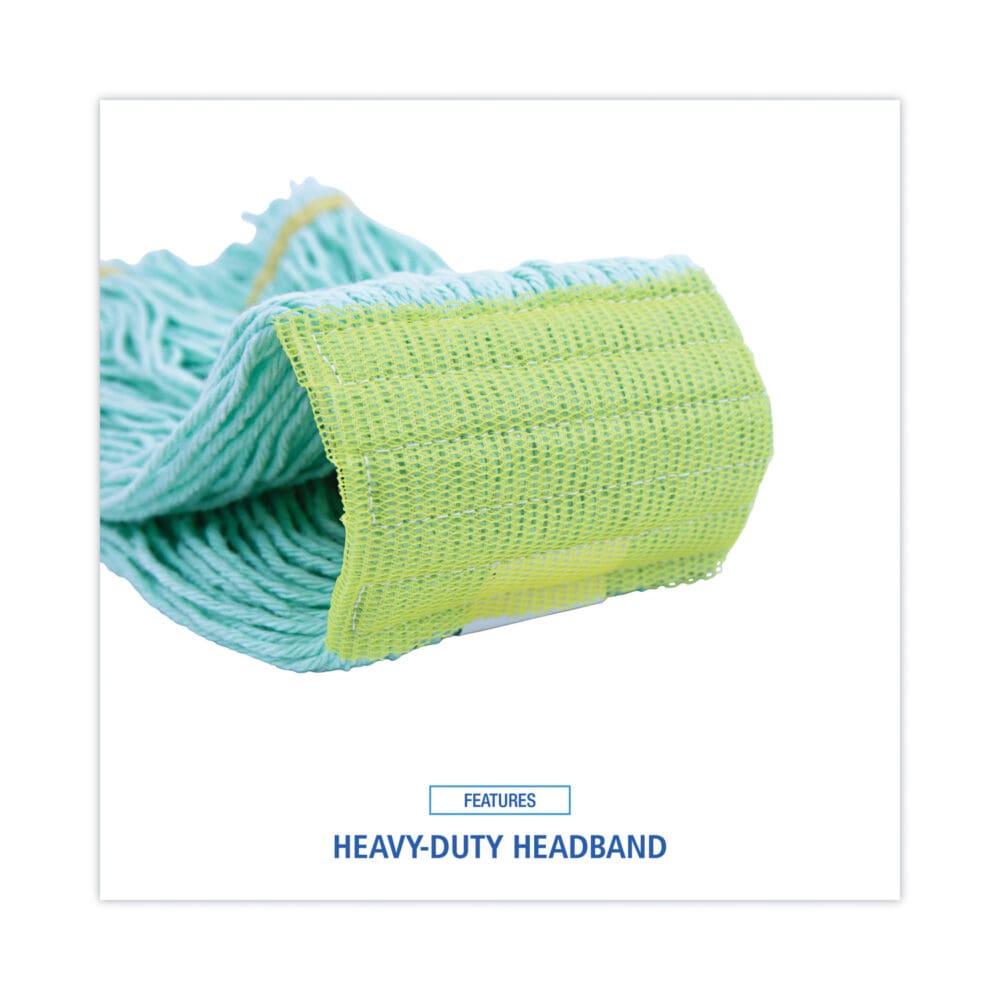 EcoMop Looped-End Mop Head, Recycled Fibers, Medium Size, Green - Image 5