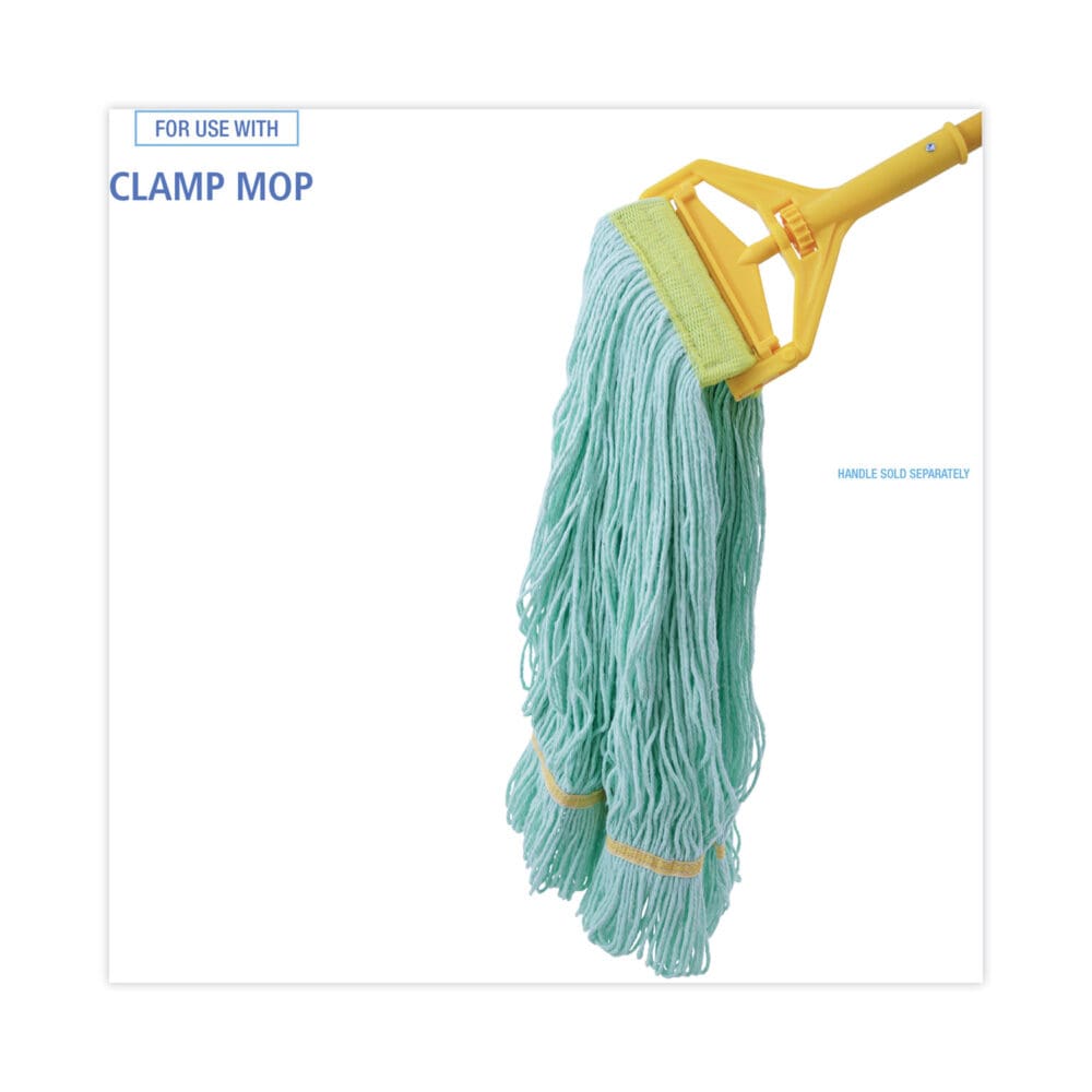 EcoMop Looped-End Mop Head, Recycled Fibers, Extra Large Size, Green - Image 2