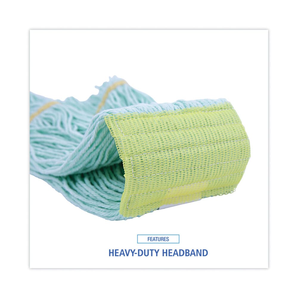 EcoMop Looped-End Mop Head, Recycled Fibers, Extra Large Size, Green - Image 5