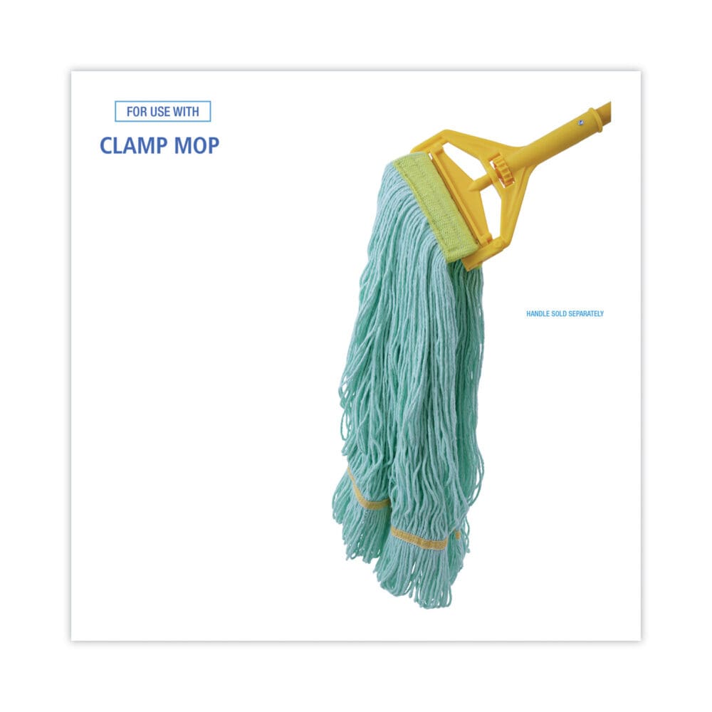 EcoMop Looped-End Mop Head, Recycled Fibers, Extra Large Size, Green, 12/CT - Image 2