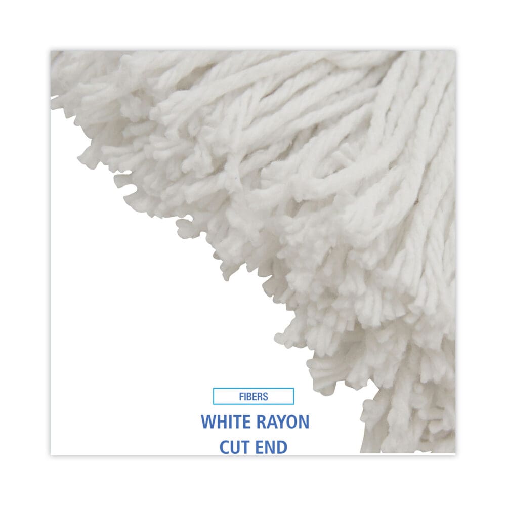 Mop Head, Value Standard Head, Rayon Fiber, Cut-End, Size No. 16, White, 12/Carton - Image 3