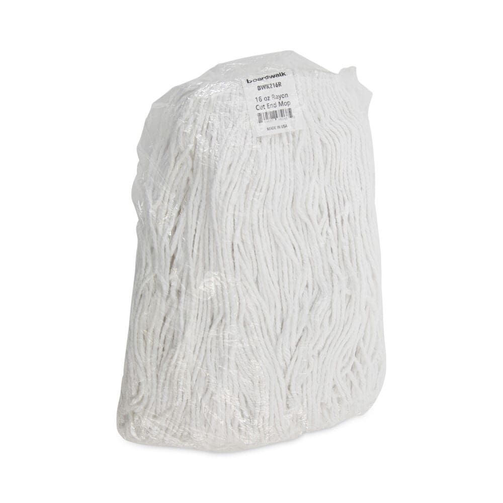 Mop Head, Value Standard Head, Rayon Fiber, Cut-End, Size No. 16, White, 12/Carton - Image 6