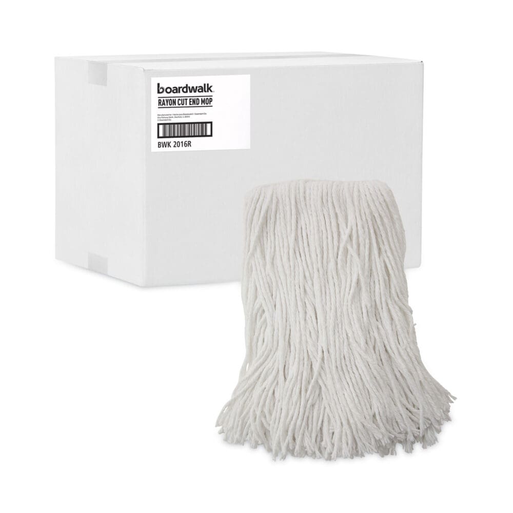 Mop Head, Value Standard Head, Rayon Fiber, Cut-End, Size No. 16, White, 12/Carton - Image 8