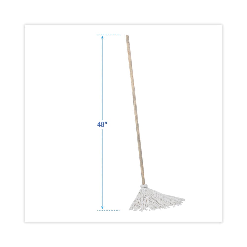 Handle/Deck Mops, #12 White Rayon Head, 48" Natural Wood Handle, 6/Pack - Image 5