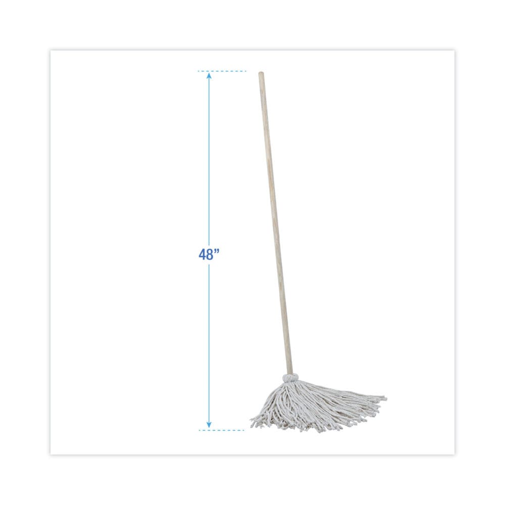 Handle/Deck Mops, #16 White Cotton Head, 48" Natural Wood Handle - Image 5