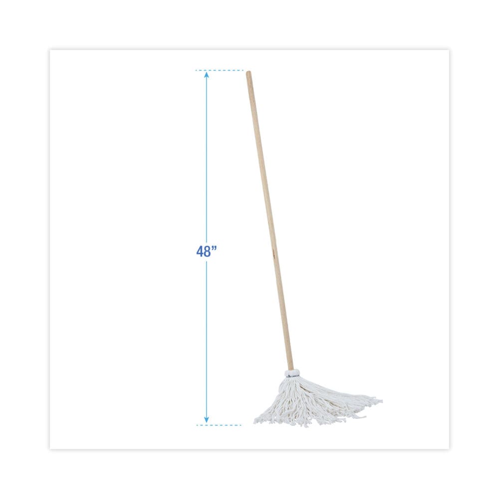 Handle/Deck Mops, #16 White Rayon Head, 48" Natural Wood Handle - Image 5