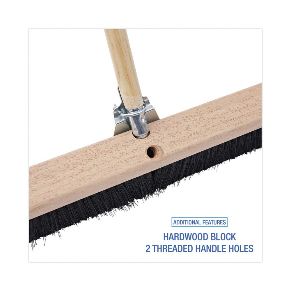 Floor Brush Head, 3" Black Polypropylene Bristles, 36" Brush - Image 2