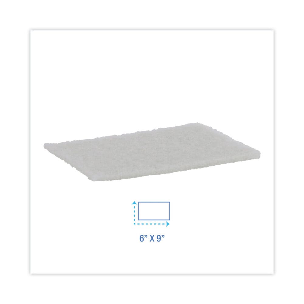 Light Duty Scour Pad, White, 6 x 9, White, 20/Carton - Image 3