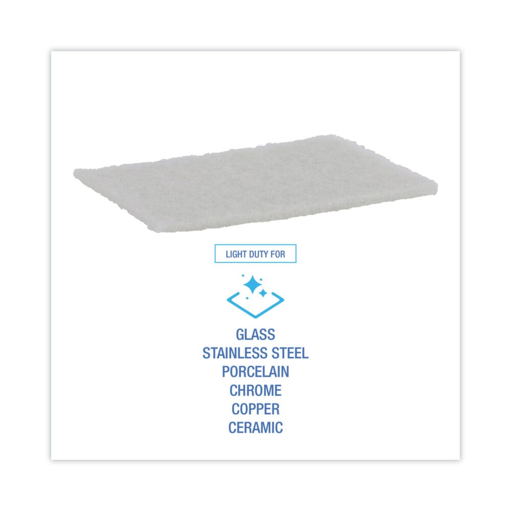 Light Duty Scour Pad, White, 6 x 9, White, 20/Carton - Image 5