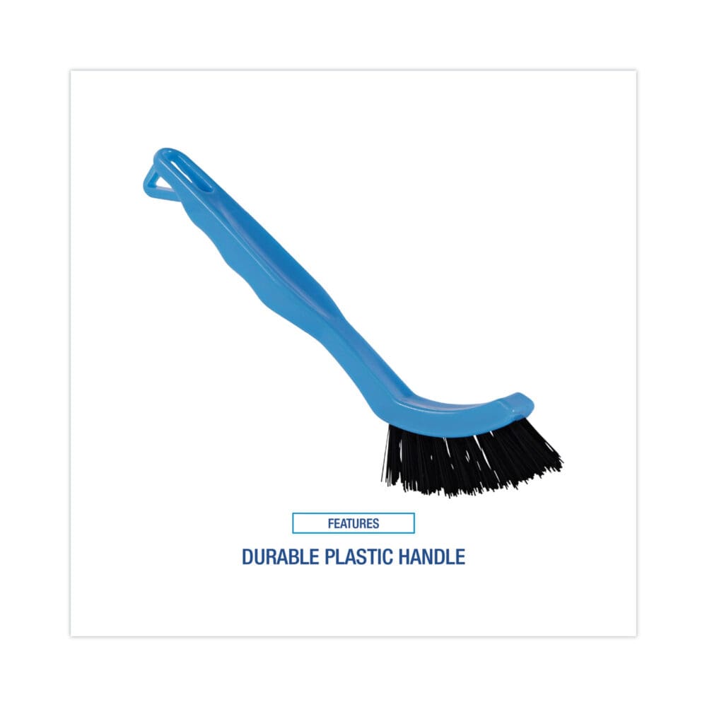 Grout Brush, Black Nylon Bristles, 8.13" Blue Plastic Handle - Image 2