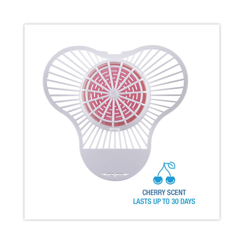 Urinal Screen with Para Deodorizer Block, Cherry Scent, 3 oz, Red/White, 12/Box - Image 2