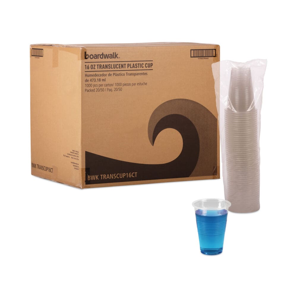 Translucent Plastic Cold Cups, 16 oz, Polypropylene, 50 Cups/Sleeve, 20 Sleeves/Carton - Image 4
