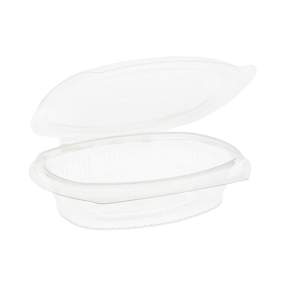 EarthChoice Recycled PET Hinged Container, 8 oz, 4.92 x 5.87 x 1.32, Clear, Plastic, 200/Carton - Image 5