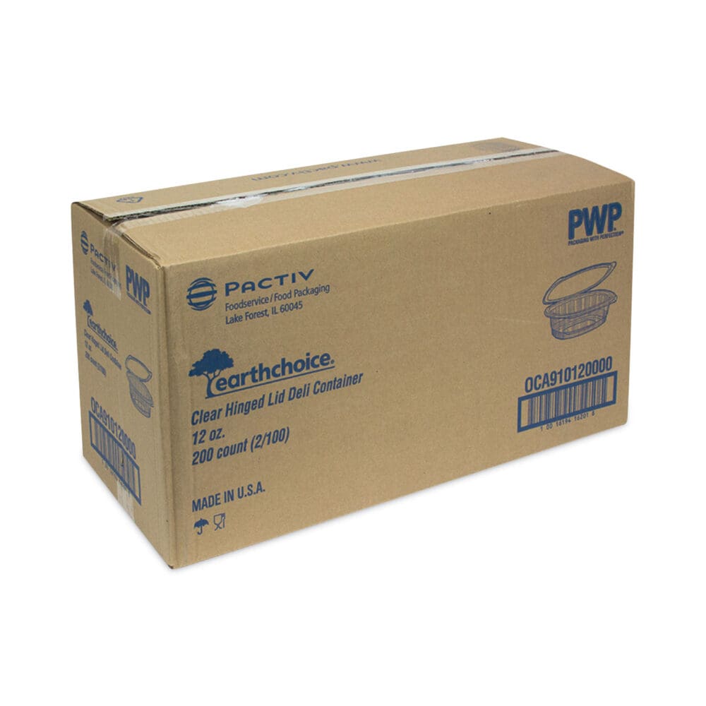 EarthChoice Recycled PET Hinged Container, 12 oz, 4.92 x 5.87 x 1.89, Clear, Plastic, 200/Carton - Image 4