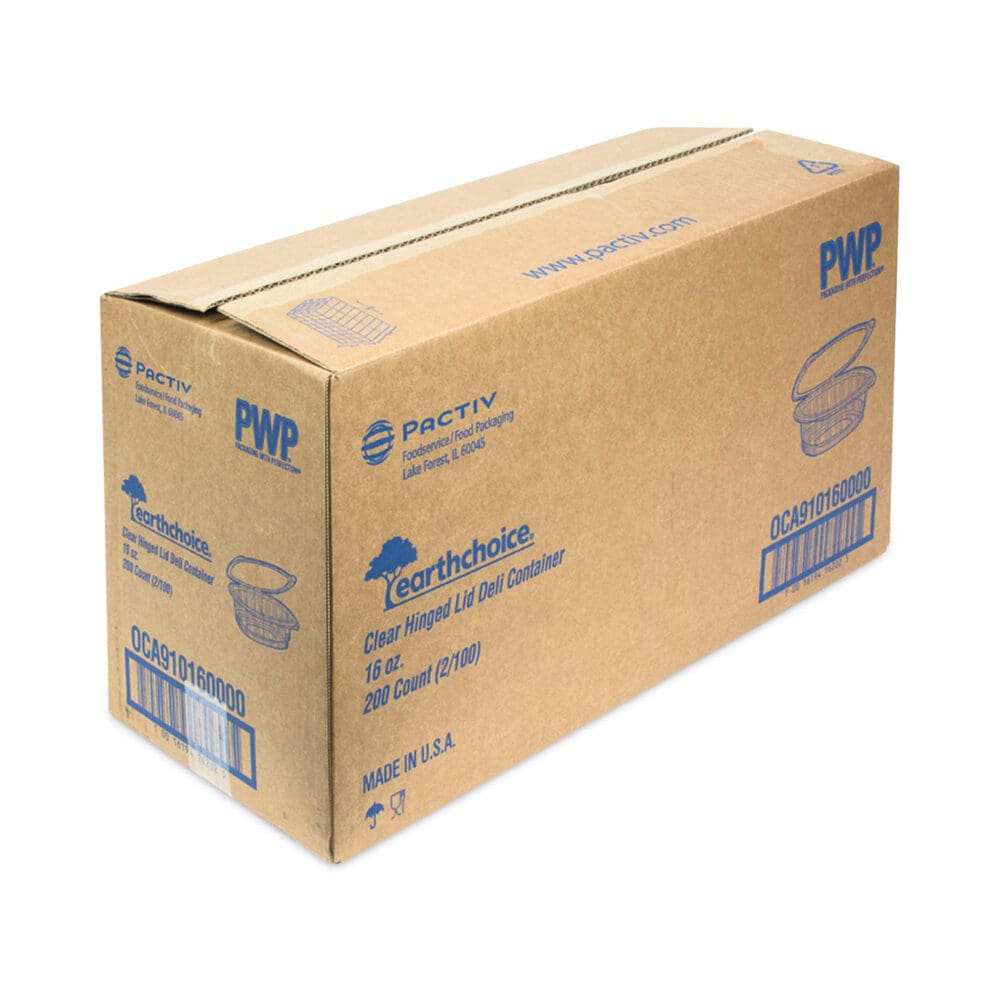 EarthChoice Recycled PET Hinged Container, 16 oz, 4.92 x 5.87 x 2.48, Clear, Plastic, 200/Carton - Image 4