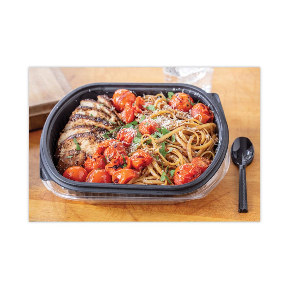 Clearview Micromax Microwavable Container, 36 oz, 9.38 x 8 x 1.5, Black, Plastic, 250/Carton - Image 2