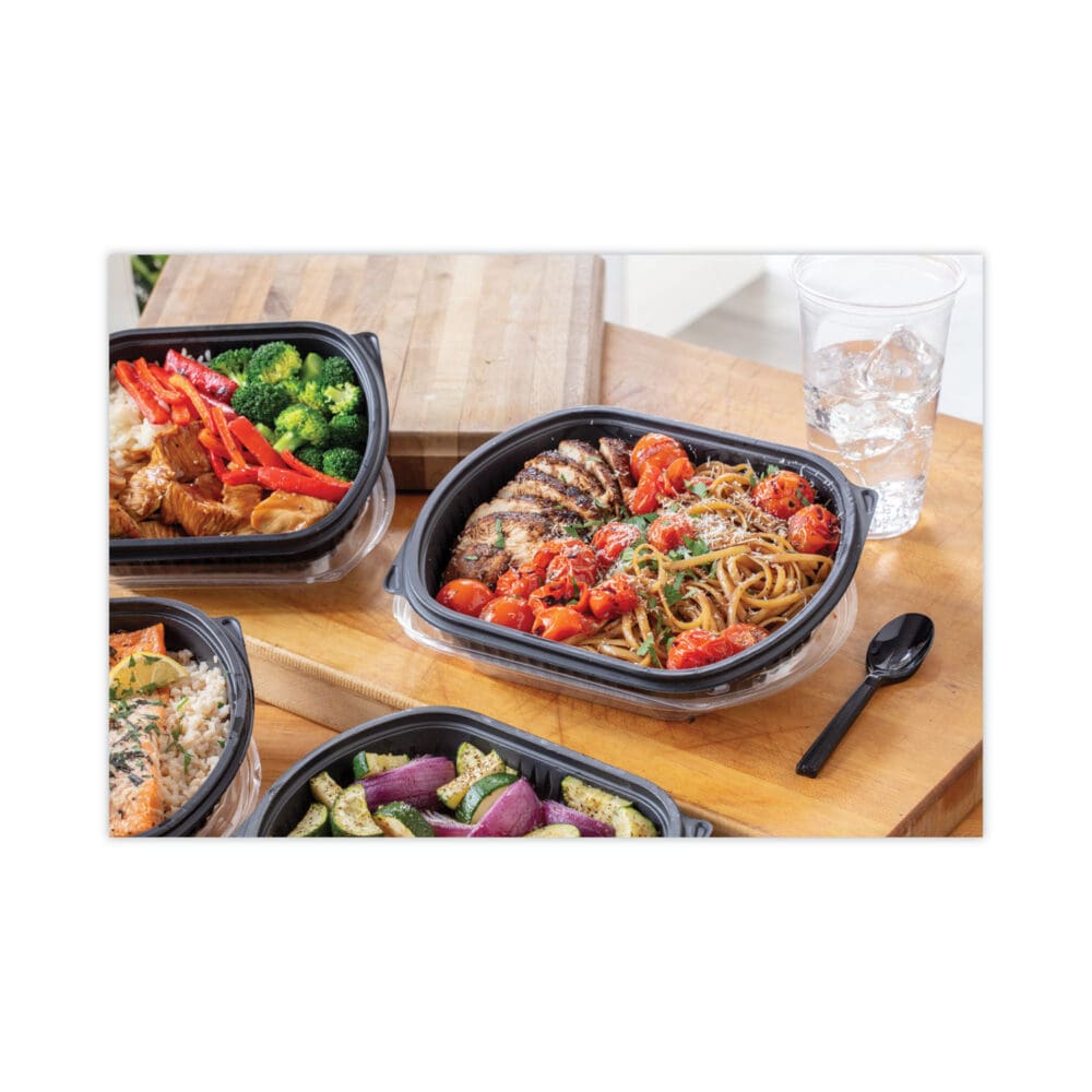 Clearview Micromax Microwavable Container, 36 oz, 9.38 x 8 x 1.5, Black, Plastic, 250/Carton - Image 3