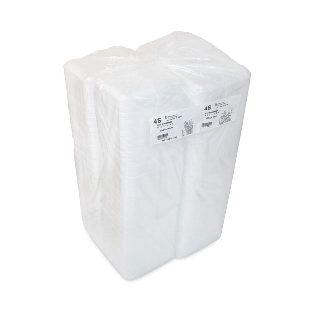 Meat Tray, #4 Shallow, 9.13 x 7.13 x 0.65, White, Foam, 500/Carton - Image 2