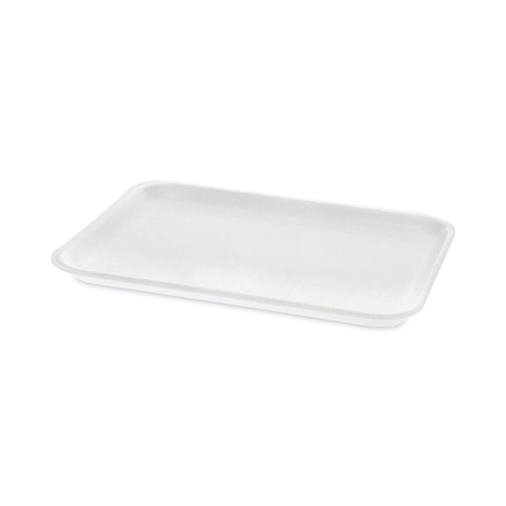 Meat Tray, #4 Shallow, 9.13 x 7.13 x 0.65, White, Foam, 500/Carton - Image 4