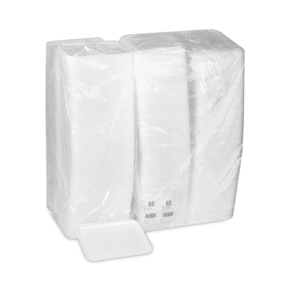Supermarket Tray, #8S, 10 x 8 x 0.65, White, Foam, 500/Carton - Image 3