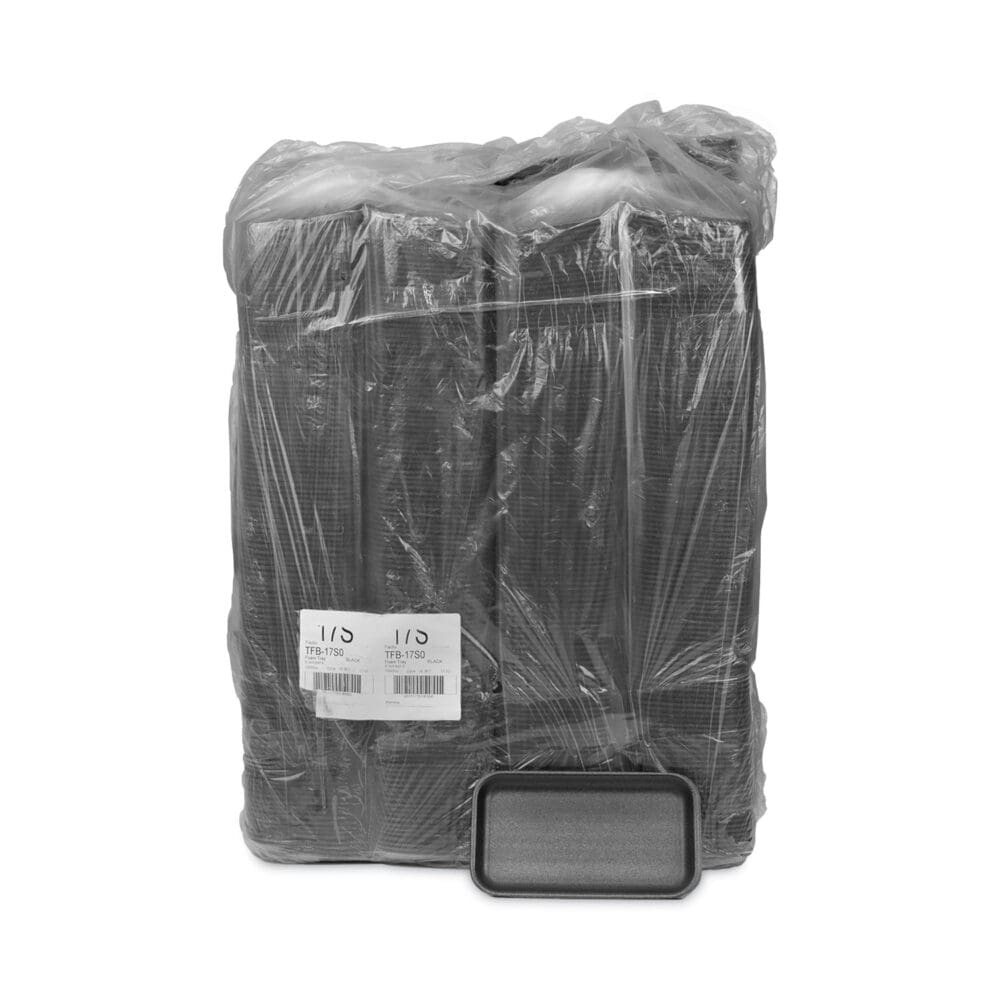 Meat Tray, #17S, 8.3 x 4.8 x 0.65, Black, Foam, 1,000/Carton - Image 3