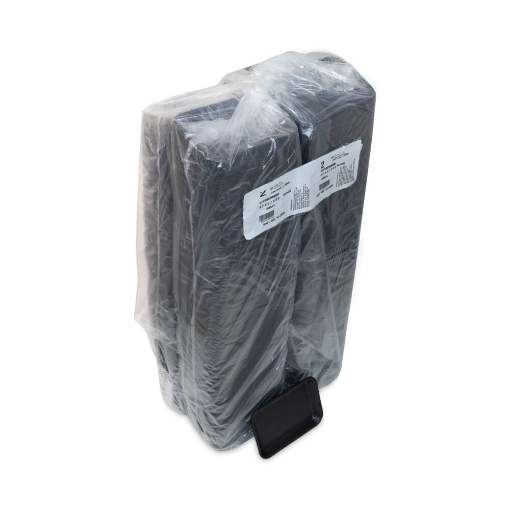 Supermarket Tray, #2, 8.2 x 5.7 x 0.91, Black, Foam, 500/Carton - Image 3