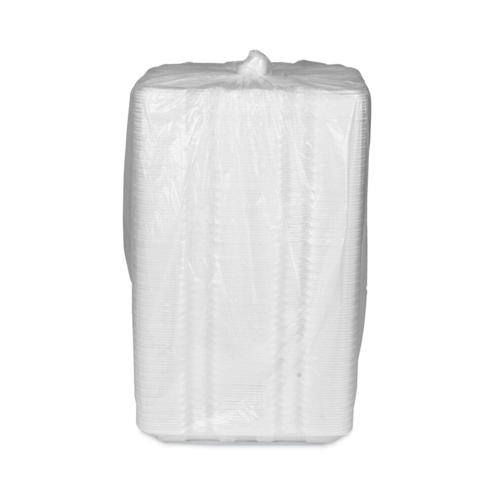 Foam Hinged Lid Containers, Dual Tab Lock Hoagie, 13 x 4 x 4, White, 250/Carton - Image 2