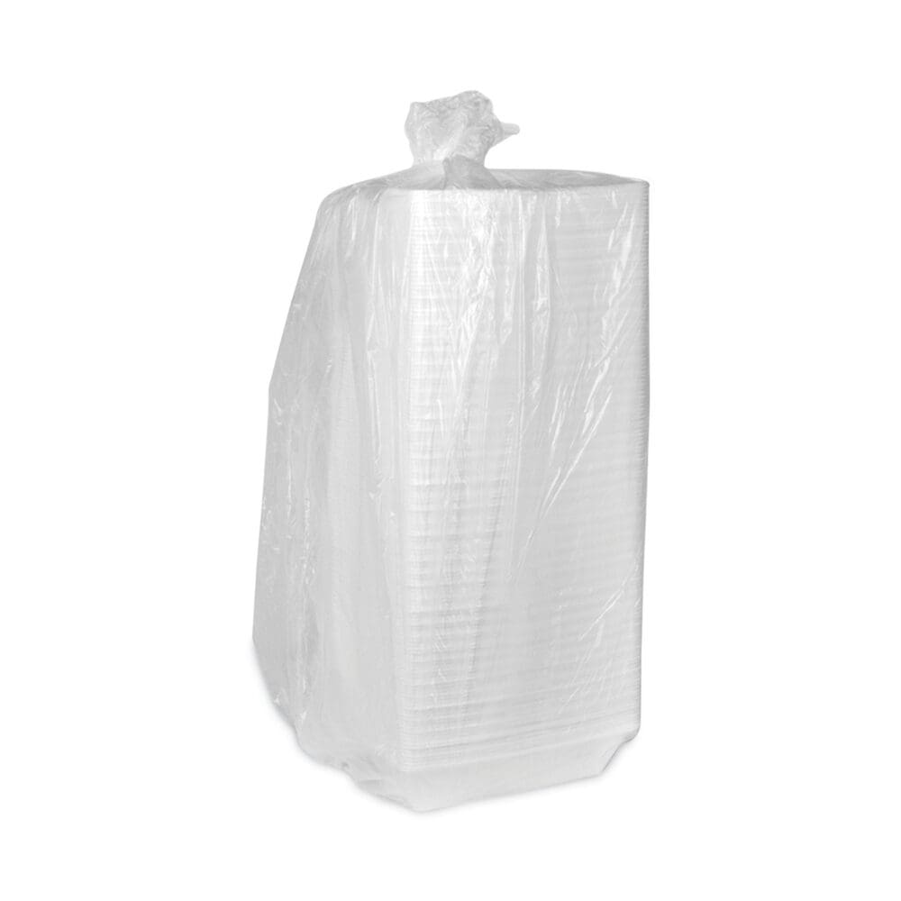 Foam Hinged Lid Containers, Single Tab Lock Hoagie, 9.75 x 5 x 3.25, White, 560/Carton - Image 2