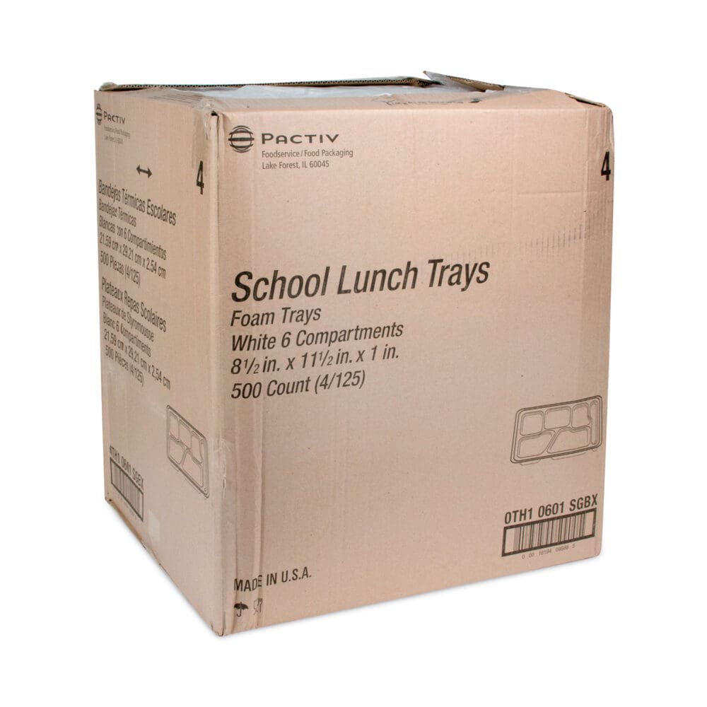 Foam School Trays, 6-Compartment, 8.5 x 11.5 x 1.25, White, 500/Carton - Image 4